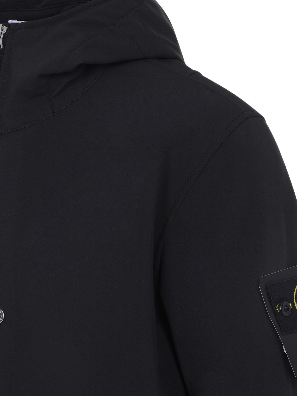 Stone Island Coats Black hooded jacket