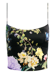 Alice + Olivia Top Black floral bustier
