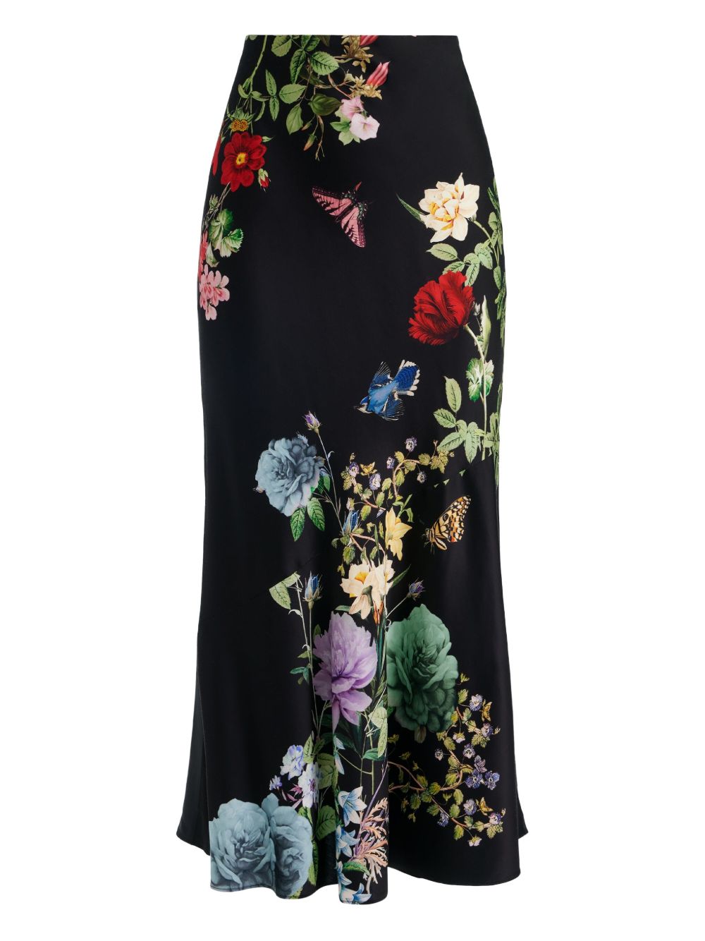 Alice + Olivia Skirts Black floral bias-cut long slip