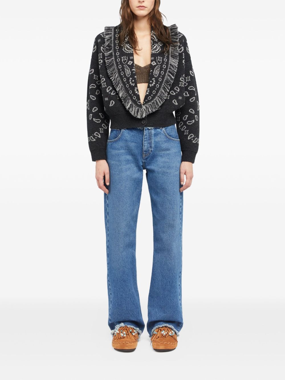 Alanui Sweaters Grey wool cashmere cardigan bomber