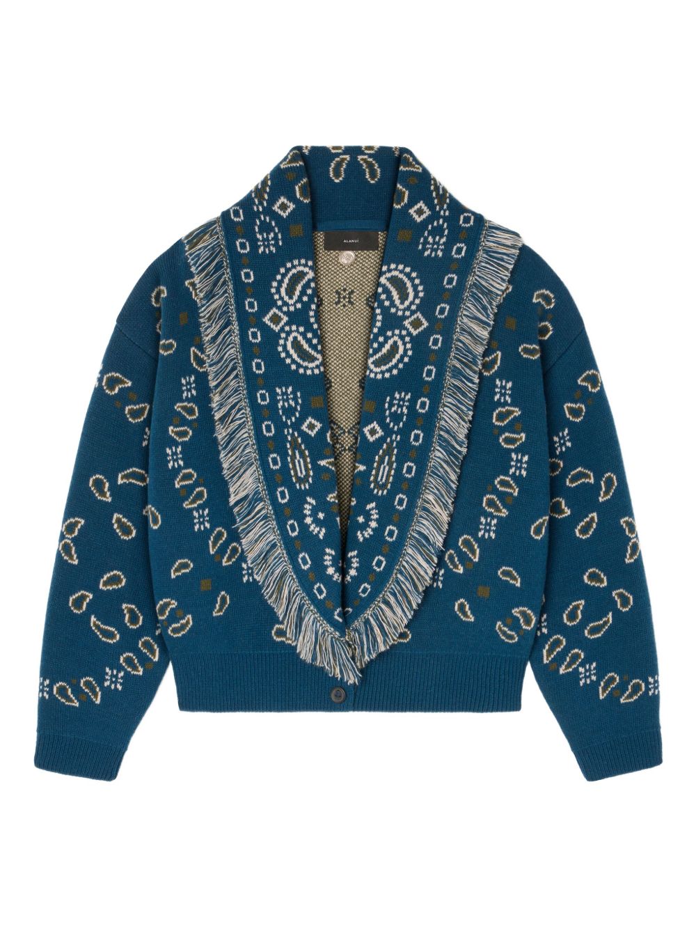 Pull Alanui Cardigan-bomber bleu en laine et cachemire