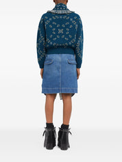 Pull Alanui Cardigan-bomber bleu en laine et cachemire