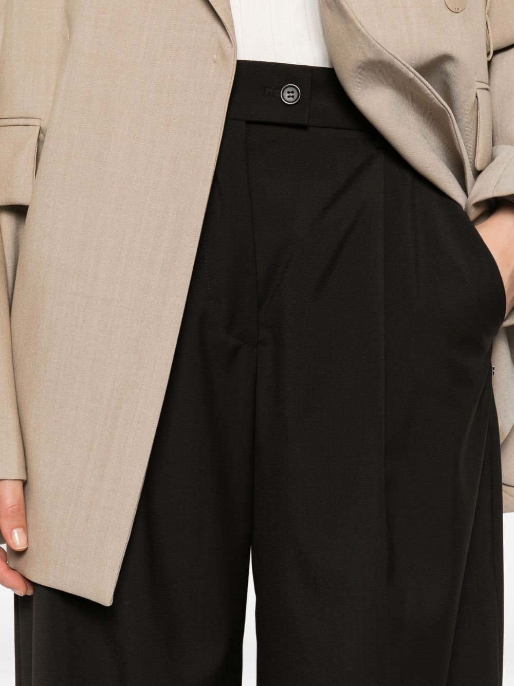 SPORTMAX PRE High‑Waist Trousers — Black Pleated Elegance