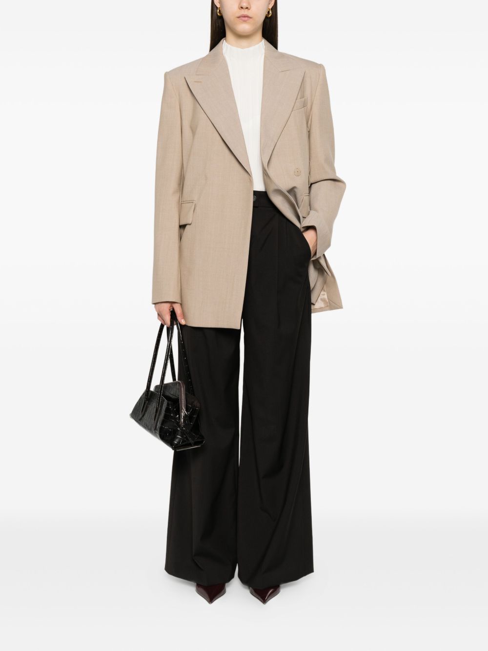 SPORTMAX PRE High‑Waist Trousers — Black Pleated Elegance