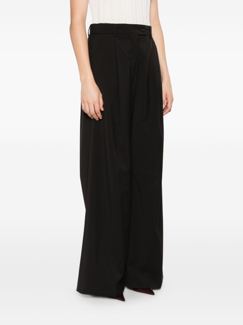 SPORTMAX PRE High‑Waist Trousers — Black Pleated Elegance