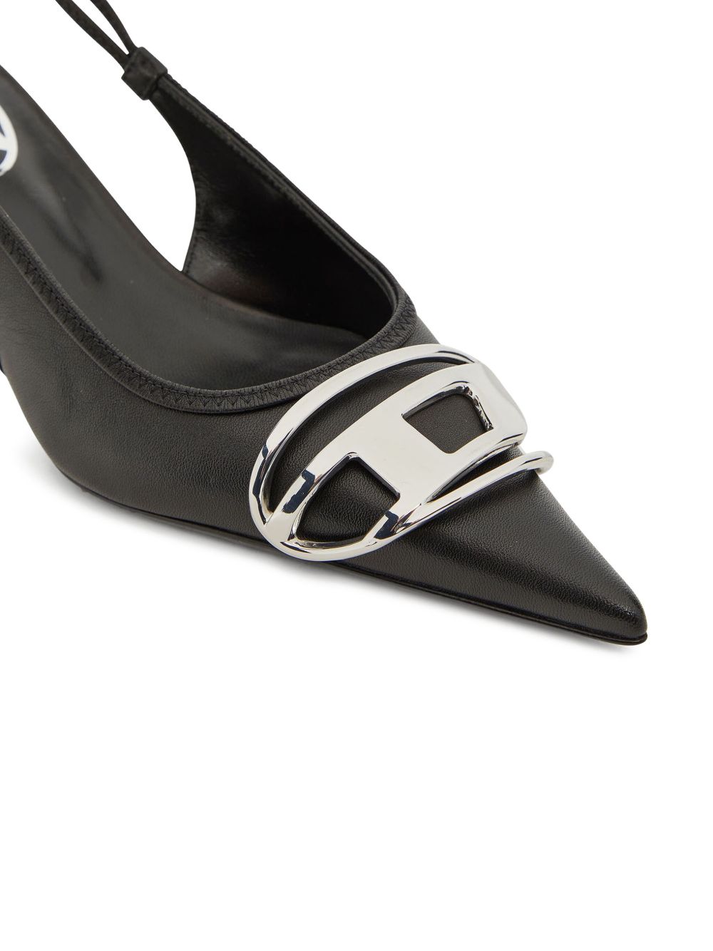 Diesel With Heel Black leather slingback pumps