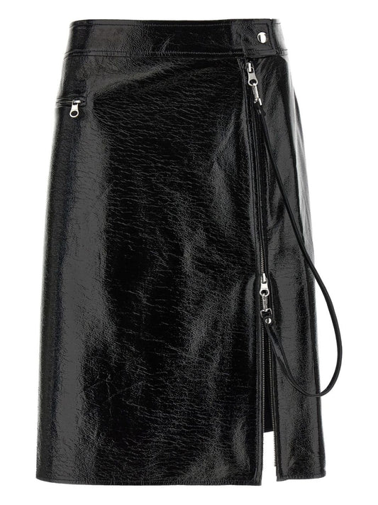 Courreges Pre Skirts Jupe midi en vinyle noir
