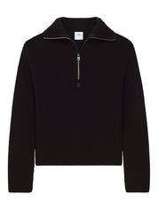 Courreges Pre Sweaters Black ribbed wool zip