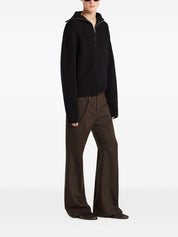 Courreges Pre Sweaters Black ribbed wool zip