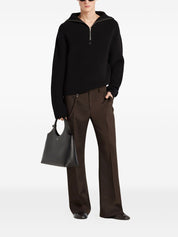 Courreges Pre Sweaters Black ribbed wool zip