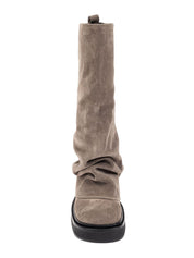 The Attico Boots Dove Grey — Suede Combat Boots