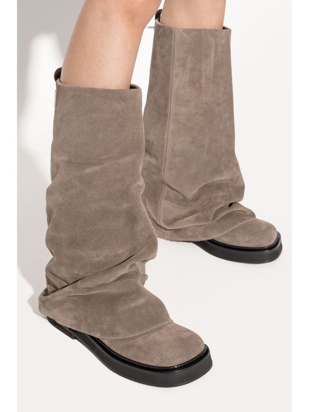 The Attico Boots Dove Grey — Suede Combat Boots