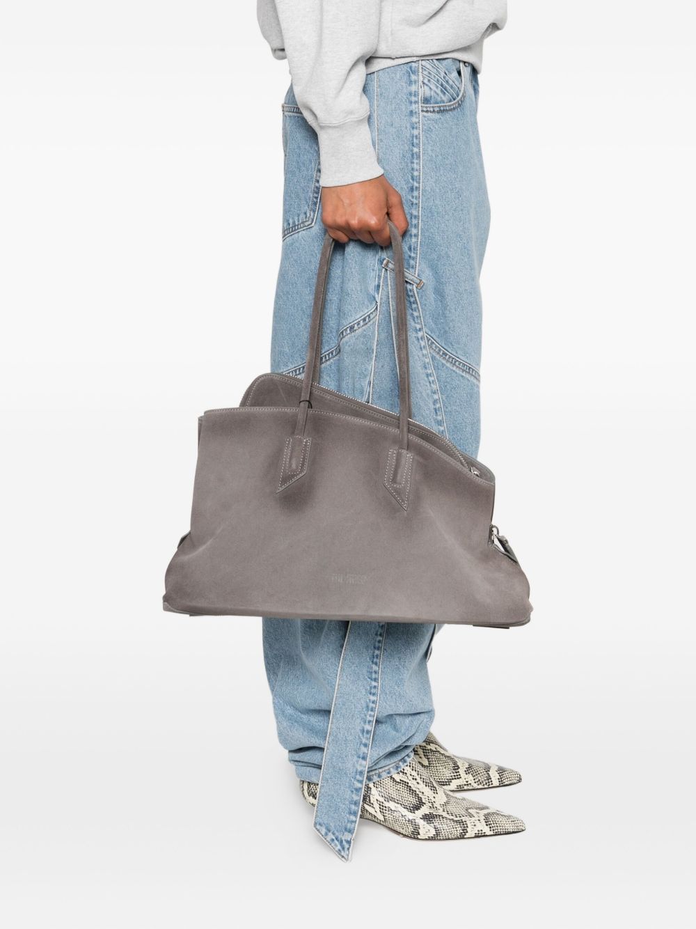 Grey leather shoulder bag — The Attico