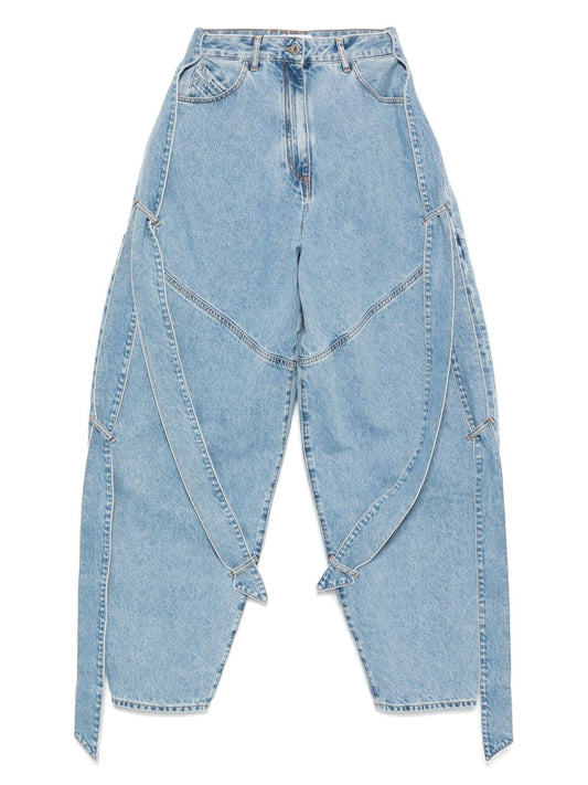 Clear Blue Wide‑Leg Denim Jeans — The Attico