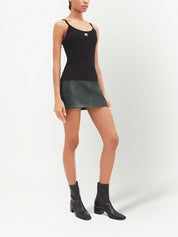 COURREGES RE-EDITION Top Black — Silk & Nylon Logo Tank