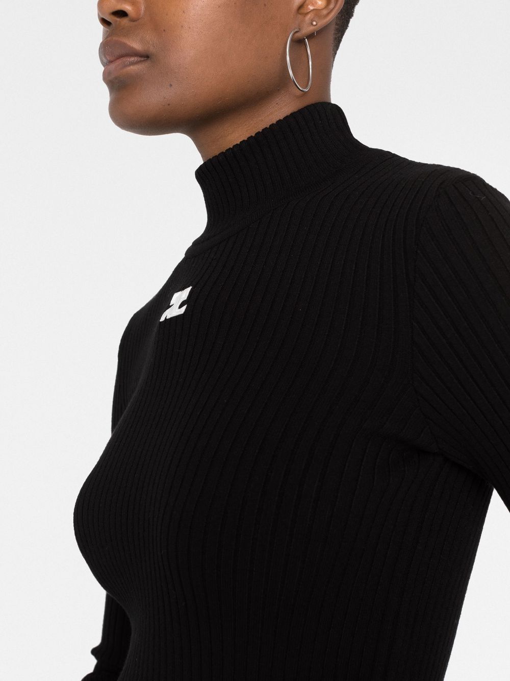 COURREGES RE-EDITION Black Logo Turtle‑Neck Sweater