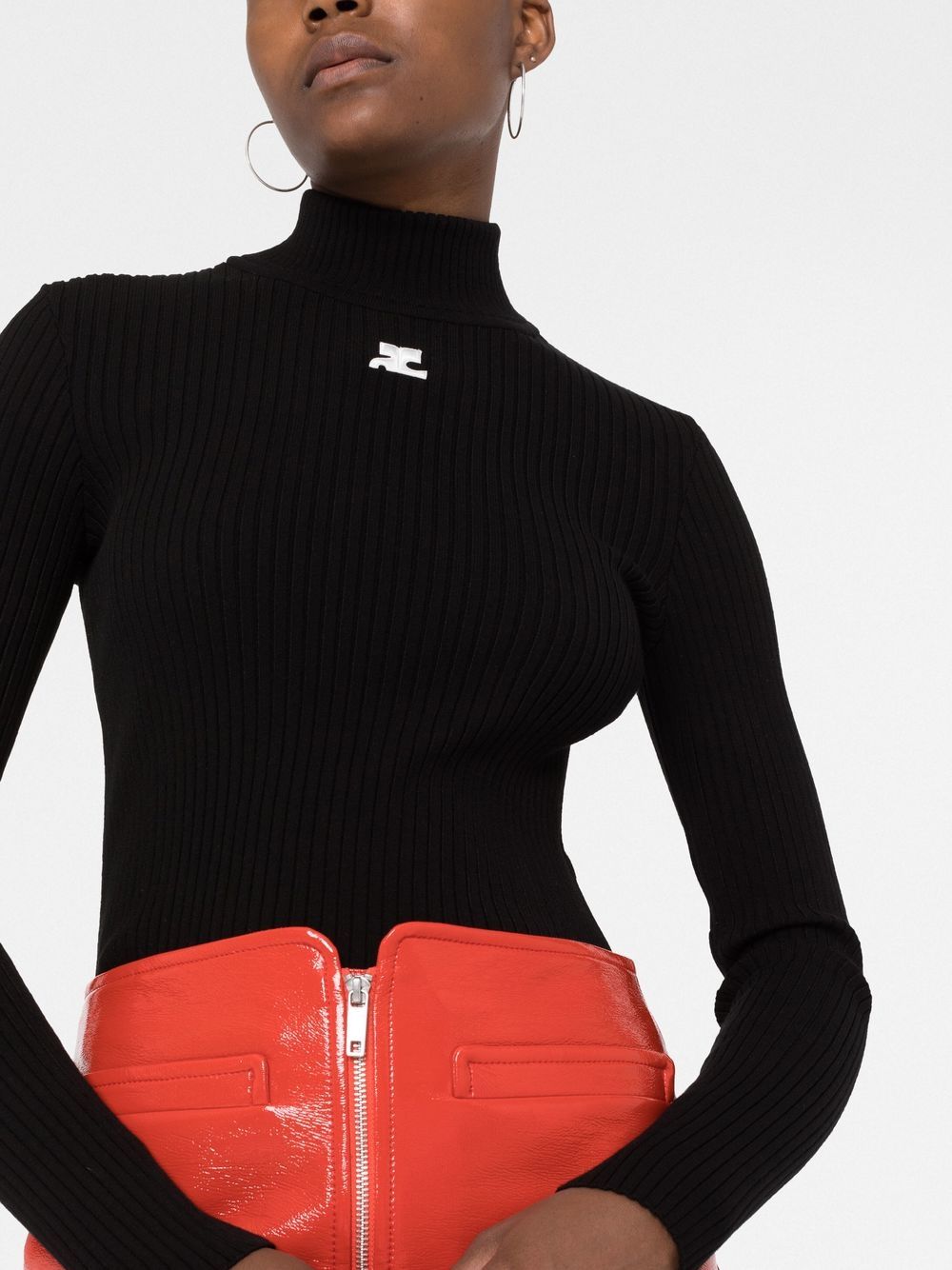 COURREGES RE-EDITION Black Logo Turtle‑Neck Sweater