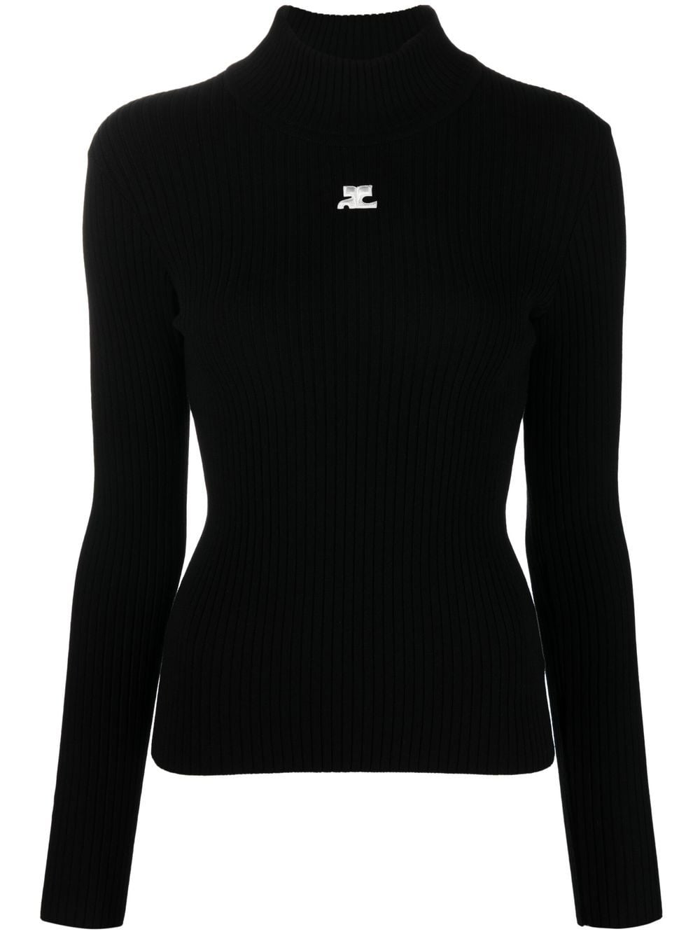 COURREGES RE-EDITION Black Logo Turtle‑Neck Sweater