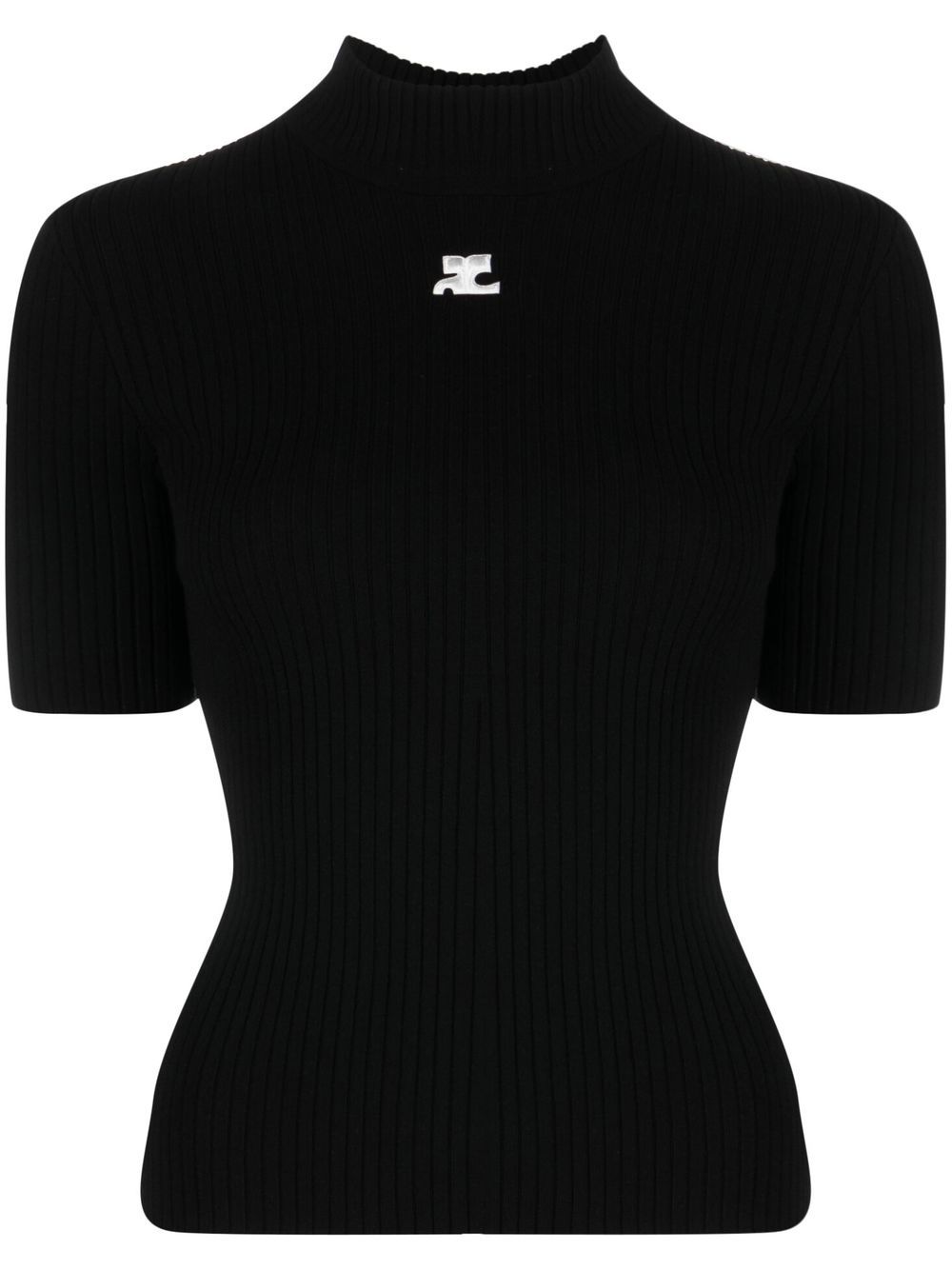 COURRÈGES RE-EDITION Sweaters Black — Silk & Nylon Logo Knit