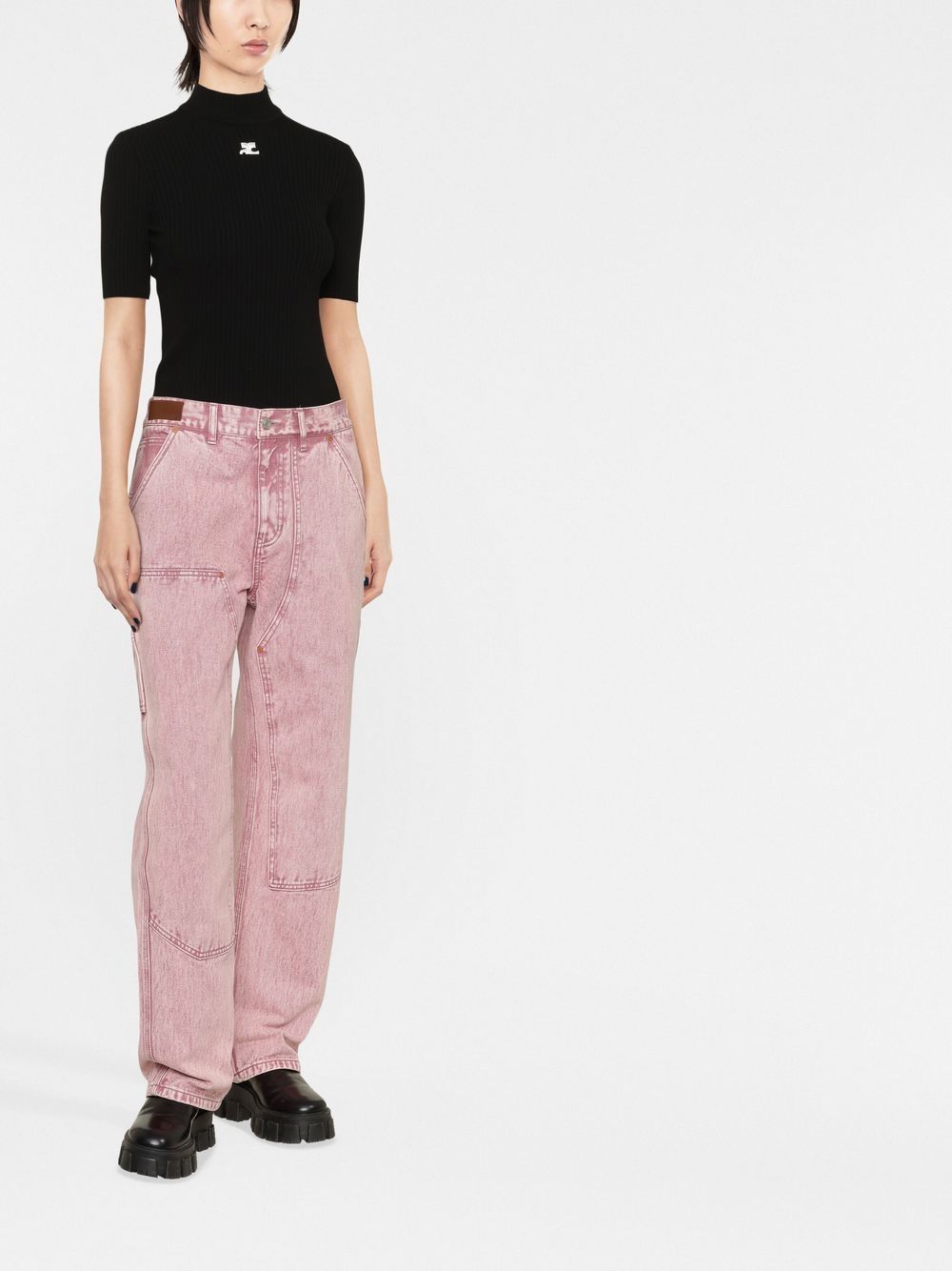 COURRÈGES RE-EDITION Sweaters Black — Silk & Nylon Logo Knit