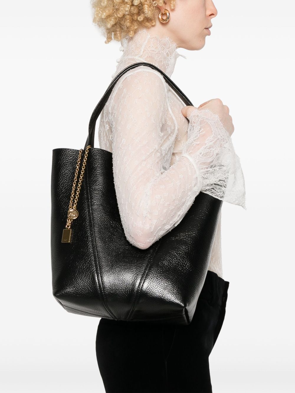 Chloé Black Leather Shopper Bag