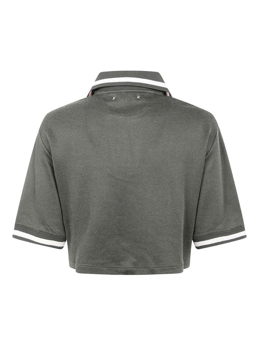 Golden Goose Green Polo — Cropped Cotton T-shirt