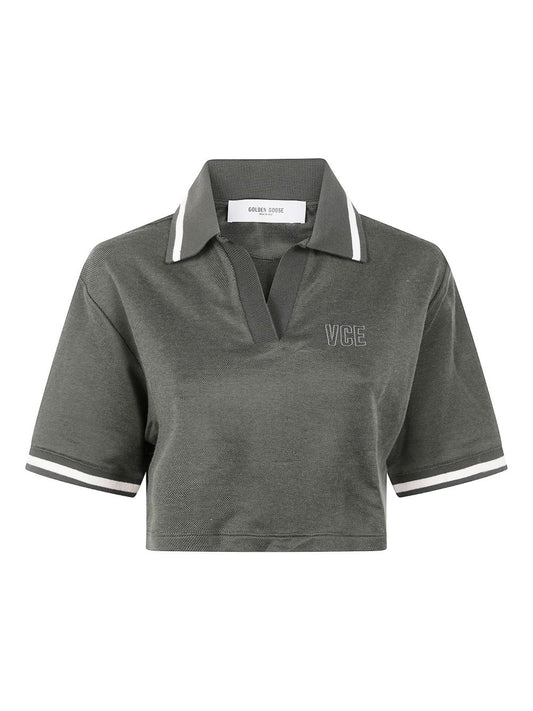 Golden Goose Green Polo — Cropped Cotton T-shirt
