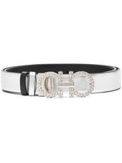 Ceintures Ferragamo Ceinture en cuir argenté avec boucle en strass