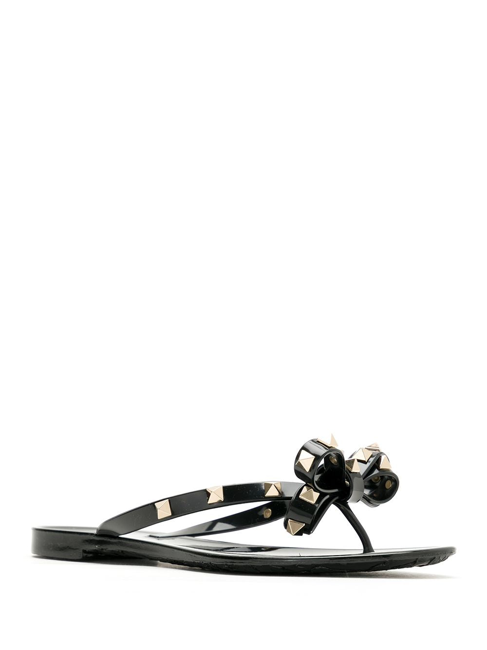 Sandalias Valentino Garavani negras con lazo Rockstud