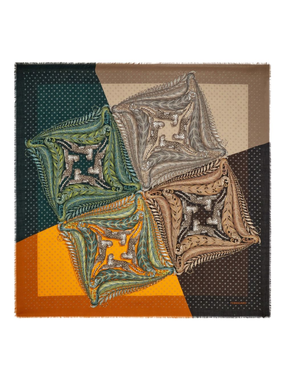 Écharpes Ferragamo en nylon et soie vert
