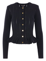 Black Ribbed Knit Cardigan — Elisabetta Franchi