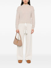 S Max Mara Trousers Ivory — Drawstring Waist Trousers
