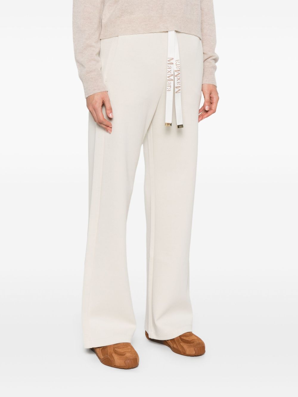 S Max Mara Trousers Ivory — Drawstring Waist Trousers