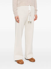 S Max Mara Trousers Ivory — Drawstring Waist Trousers