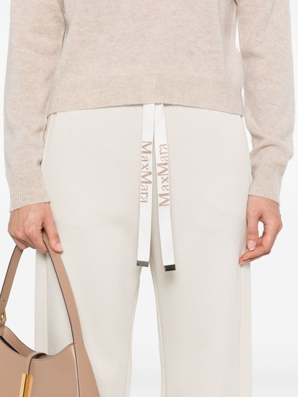 S Max Mara Trousers Ivory — Drawstring Waist Trousers
