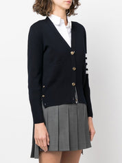 Thom Browne Blue Sweater — 4-Bar Wool Cardigan