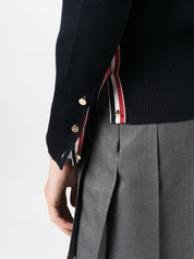 Thom Browne Blue Sweater — 4-Bar Wool Cardigan