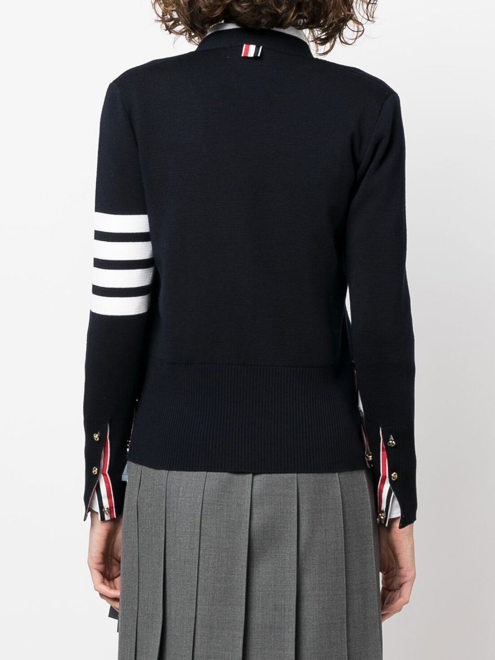Thom Browne Blue Sweater — 4-Bar Wool Cardigan