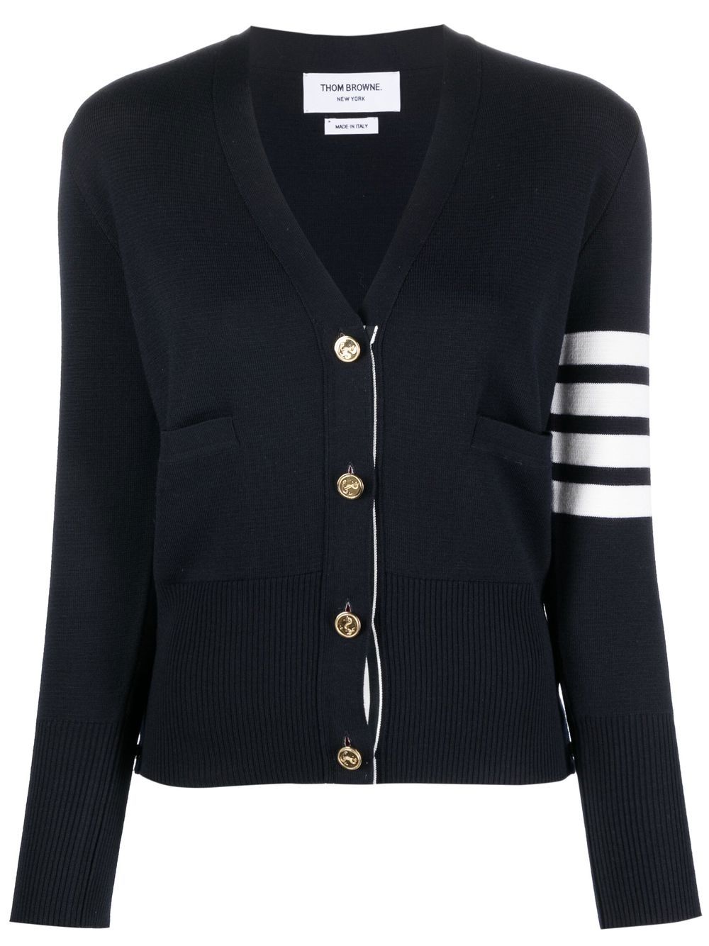 Thom Browne Blue Sweater — 4-Bar Wool Cardigan