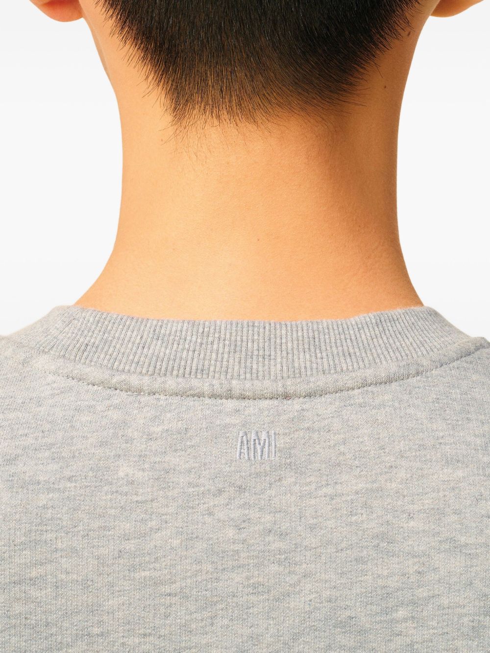 Ami Paris Sweaters Light Grey crew neck cotton