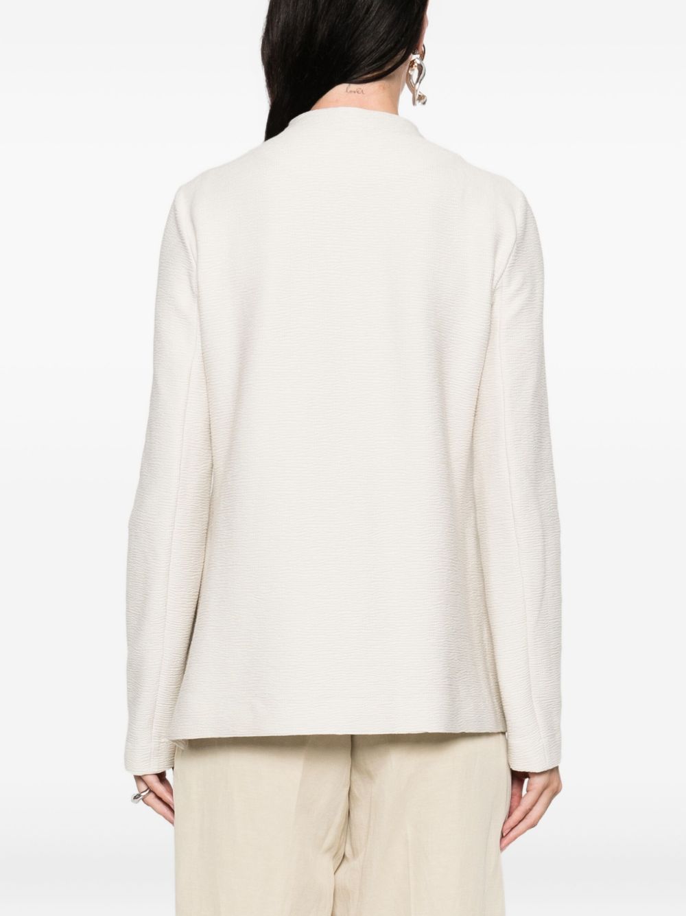 Emporio Armani Jackets Ivory — Cotton Single‑Breasted Jacket