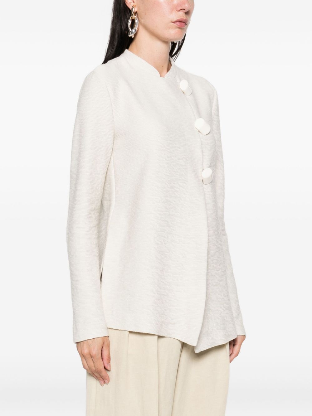 Emporio Armani Jackets Ivory — Cotton Single‑Breasted Jacket