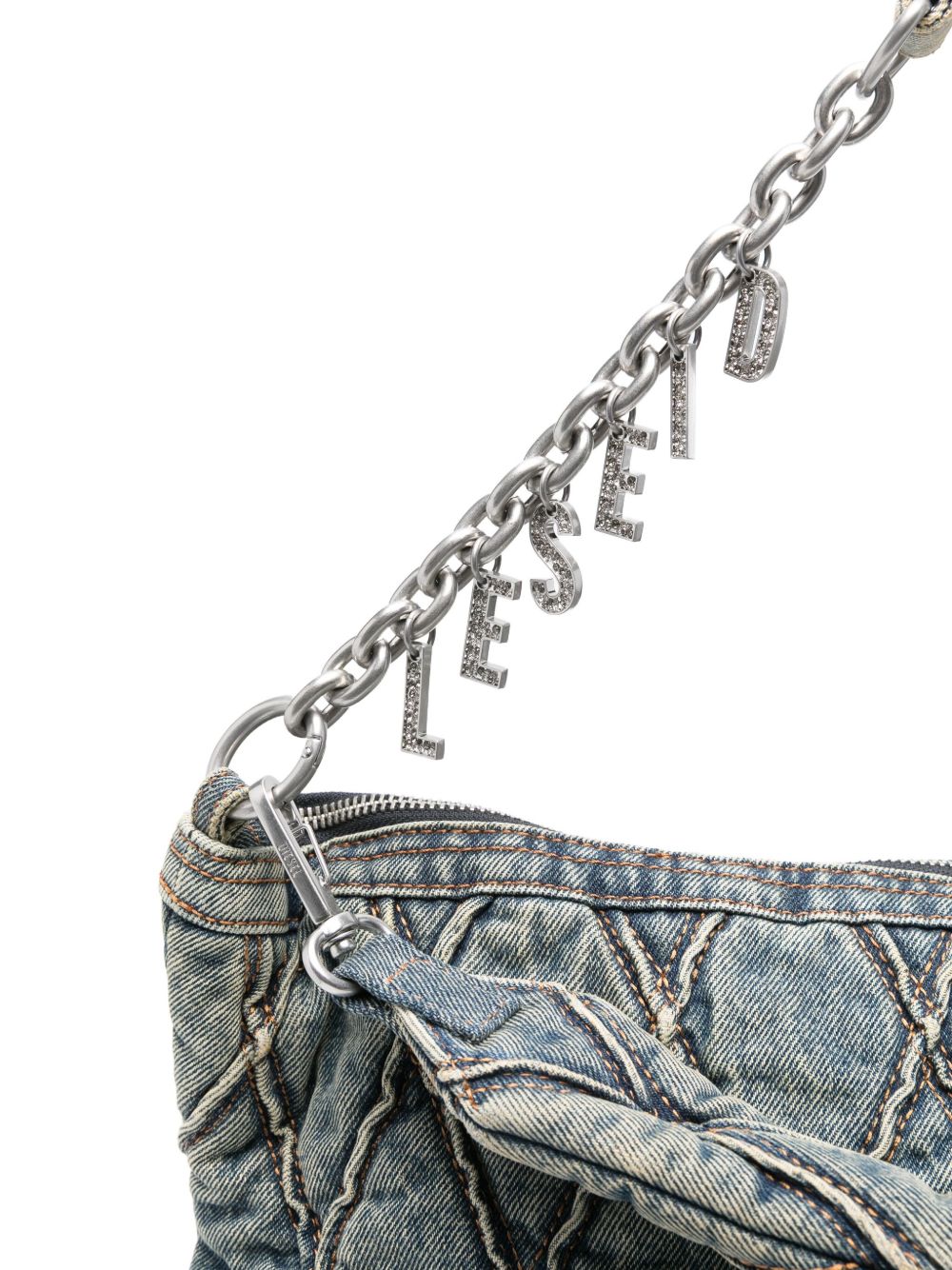 Sacs Diesel. Sac bandoulière en denim matelassé bleu clair