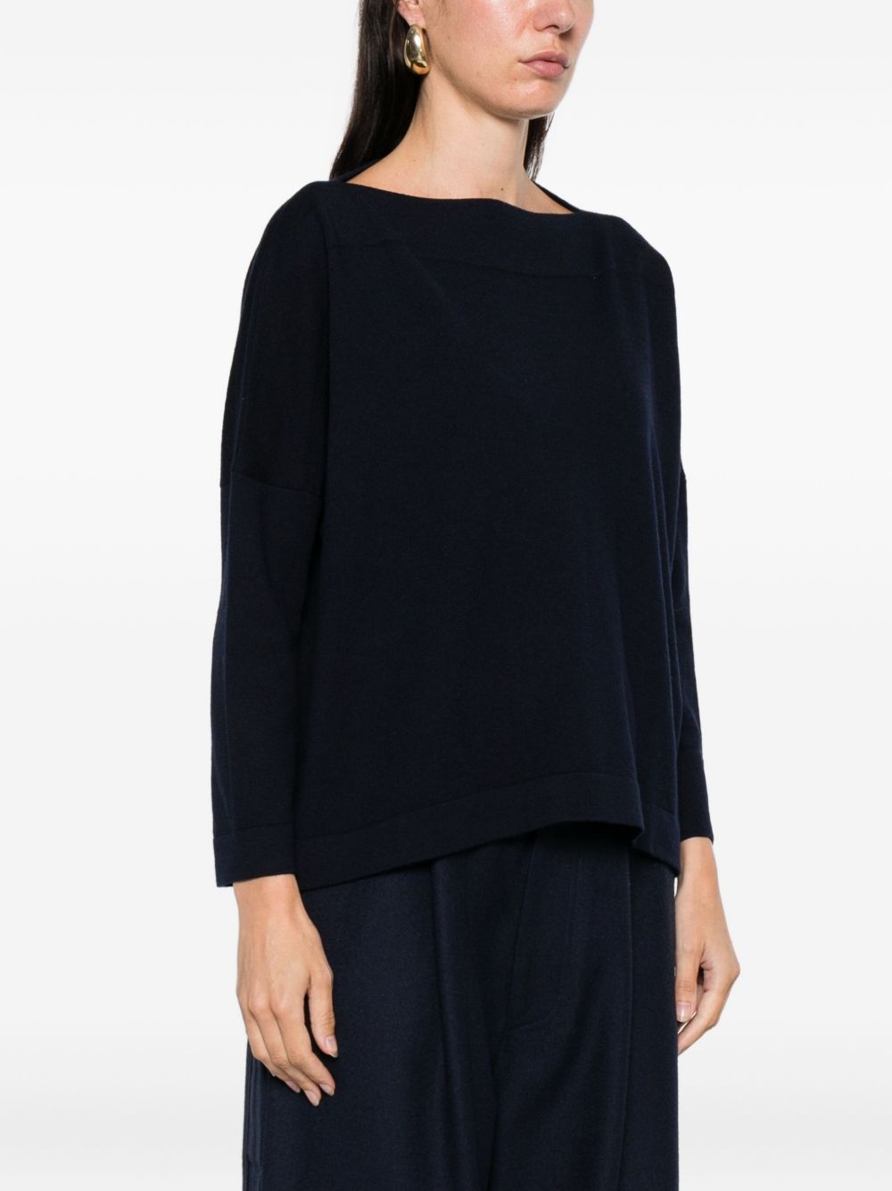 Blue Wool Boat Neck Sweater — Daniela Gregis