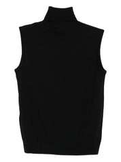 Emporio Armani Black Silk-Wool Turtle-Neck Top