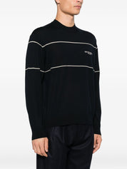 Emporio Armani Blue Silk & Wool Crewneck