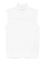 Emporio Armani White Silk-Wool Turtle‑Neck Top