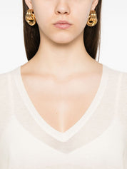 Fabiana Filippi Sweaters White — Wool V‑Neck Sweater