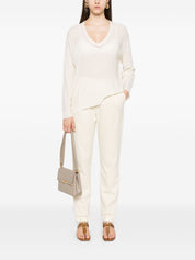 Fabiana Filippi Sweaters White — Wool V‑Neck Sweater