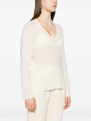 Fabiana Filippi Sweaters White — Wool V‑Neck Sweater